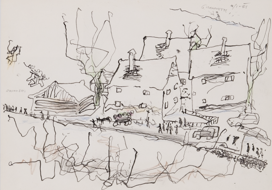 19. Giacometti, 2001, ink, colorized, paper, 29.7 x 20 cm